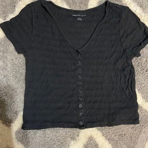American Eagle Cropped Button Up Top